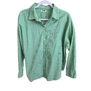 Victoria's Secret PINK Boyfriend Green & White Button-Down Sleepshirt MEDIUM